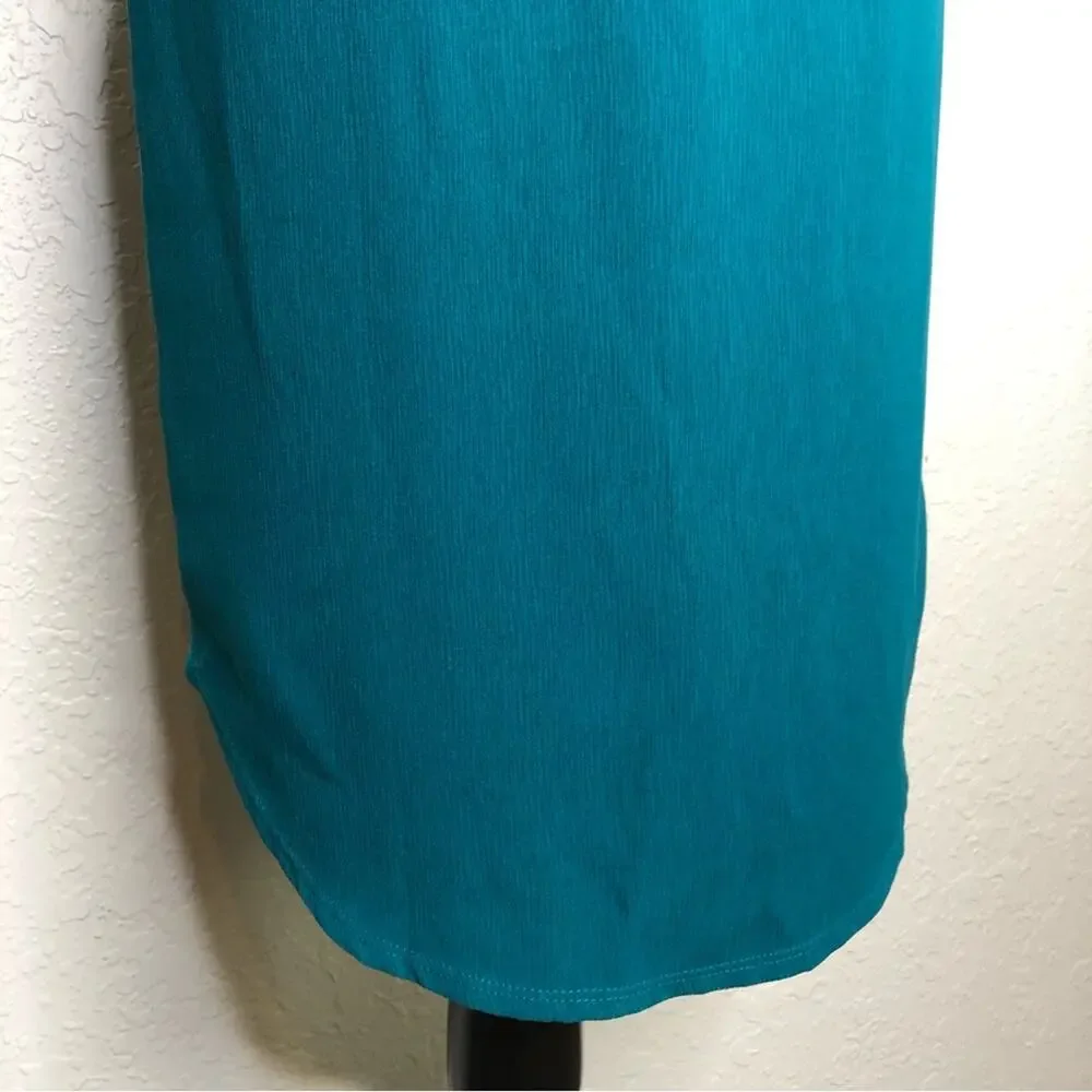 Anthropologie Dolan turquoise blue green mixed material tunic dress size Small